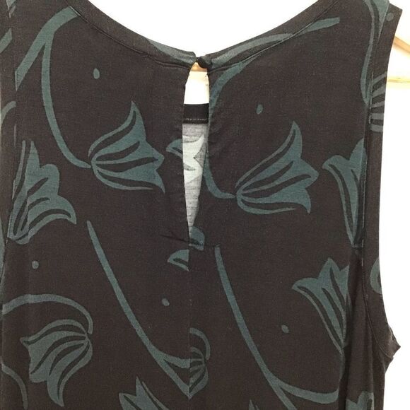 Chelsea And Theodore Jersey Trumpet Dress Black And Green Stretchy Sleeveless - Picture 2 of 10